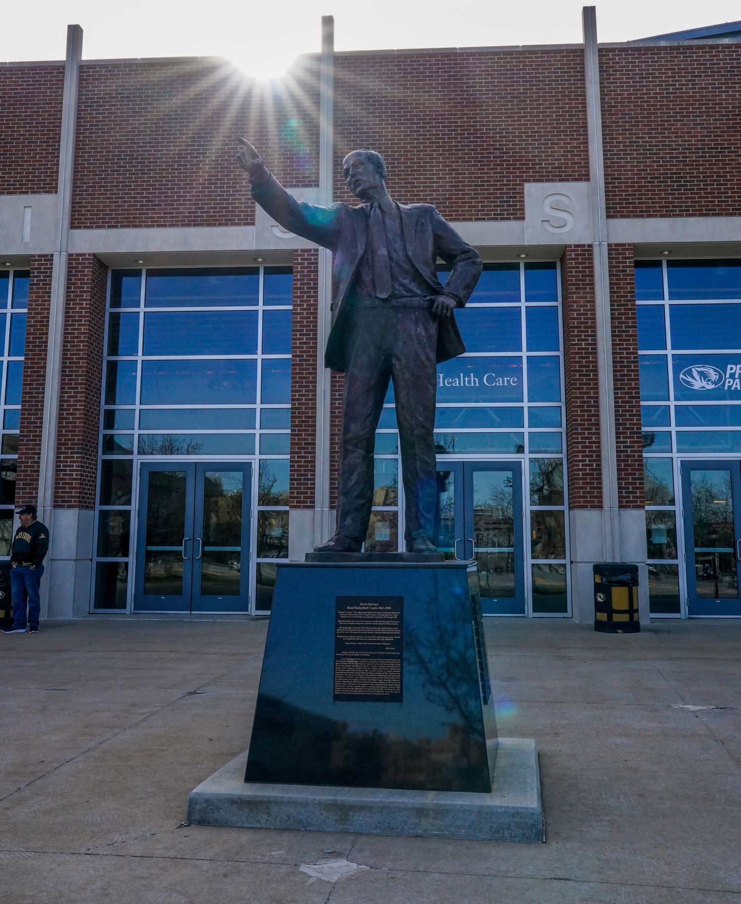 Dec 4, 2022; Columbia, Missouri, USA; A statue of former coach Norm Stewart before a game between the Missouri Tigers and Southeast Missouri State Redhawks at Mizzou Arena. Mandatory Credit: Denny Medley-USA TODAY Sports